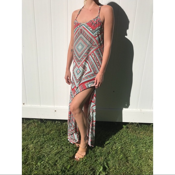 Women’s summer maxi dress geometric print - Picture 1 of 5